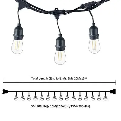 String Light Rope 10 mtr 20 holder E27